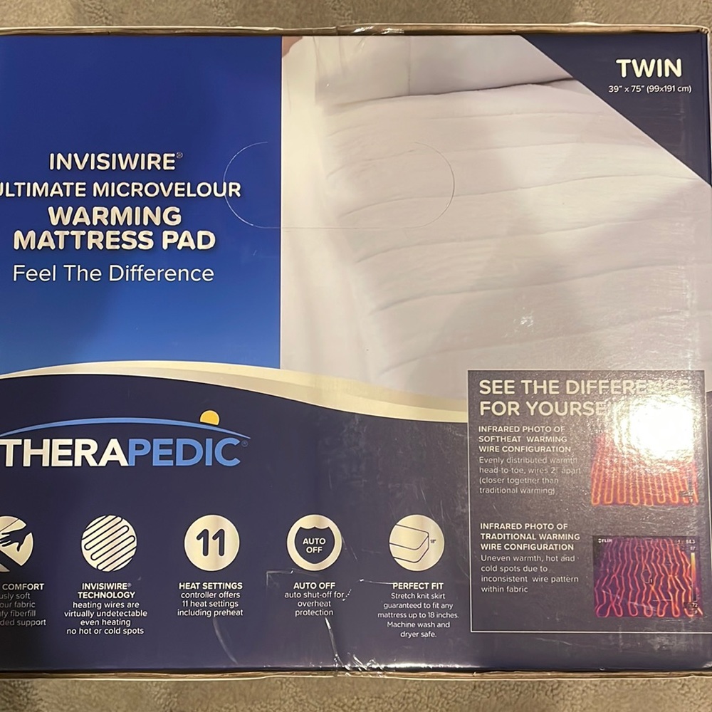 Therapedic heated mattress pad in twin size